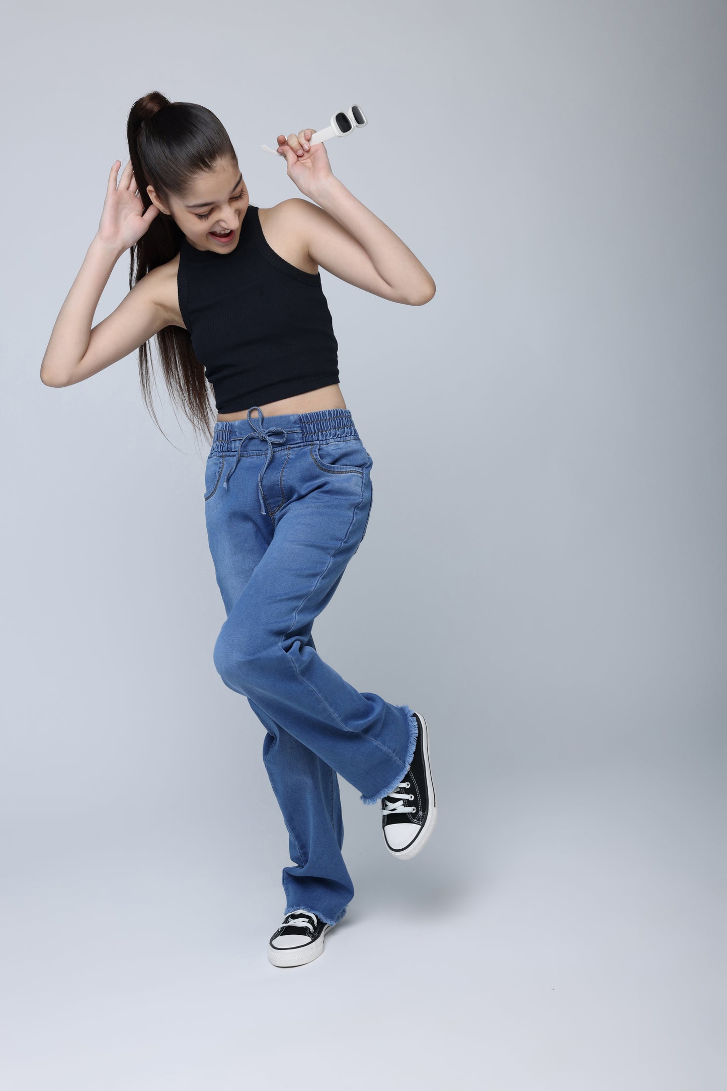 Ribbed Racerback Crop Top For Girls