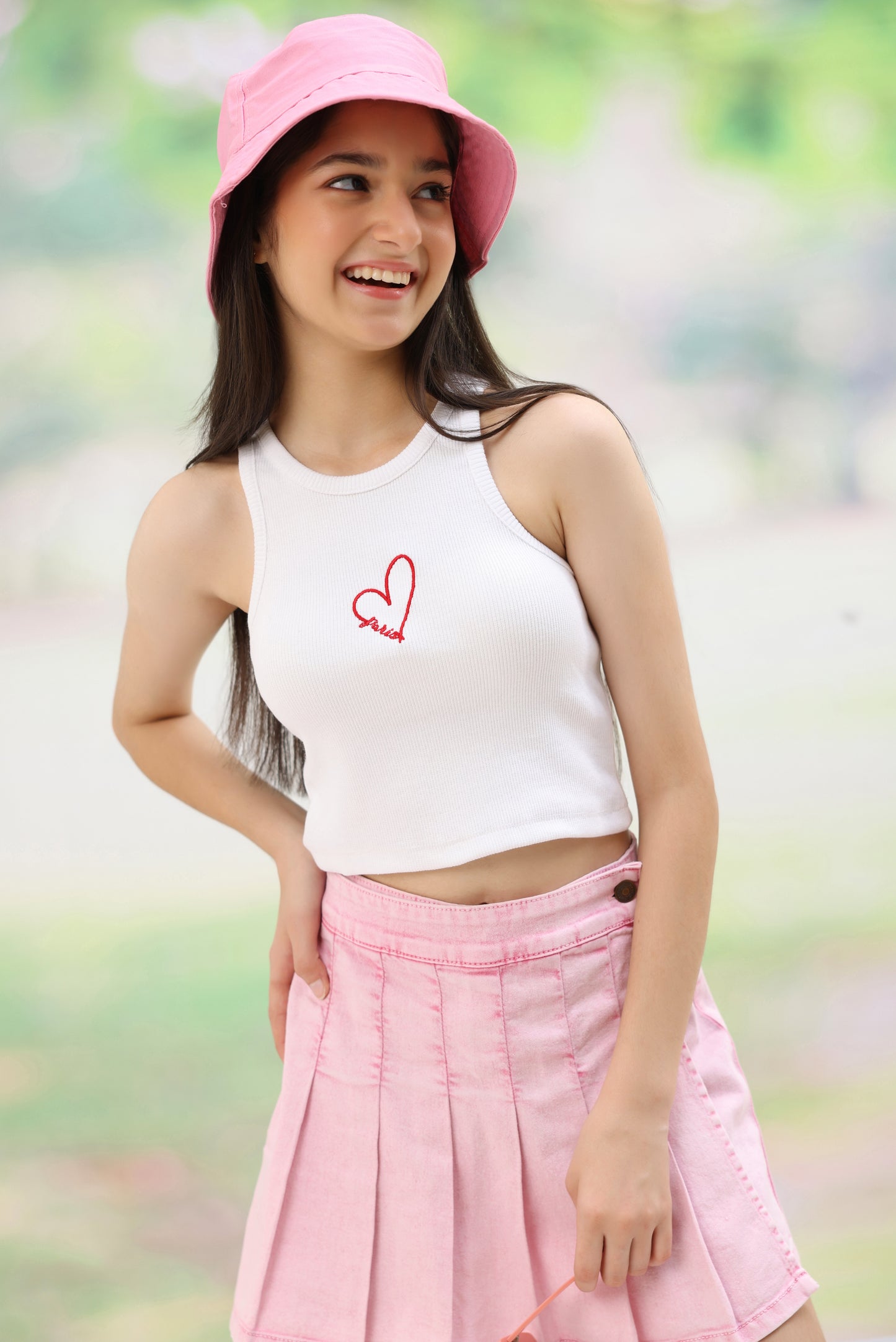 Ribbed Paris Crop Top For Girls