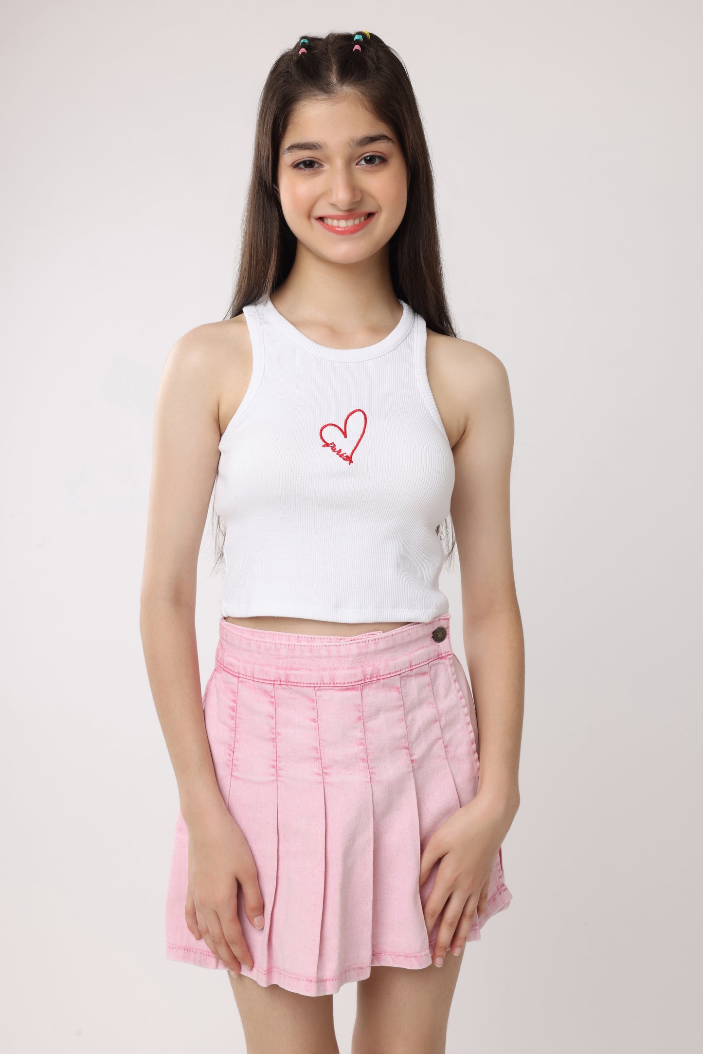 Ribbed Paris Crop Top For Girls