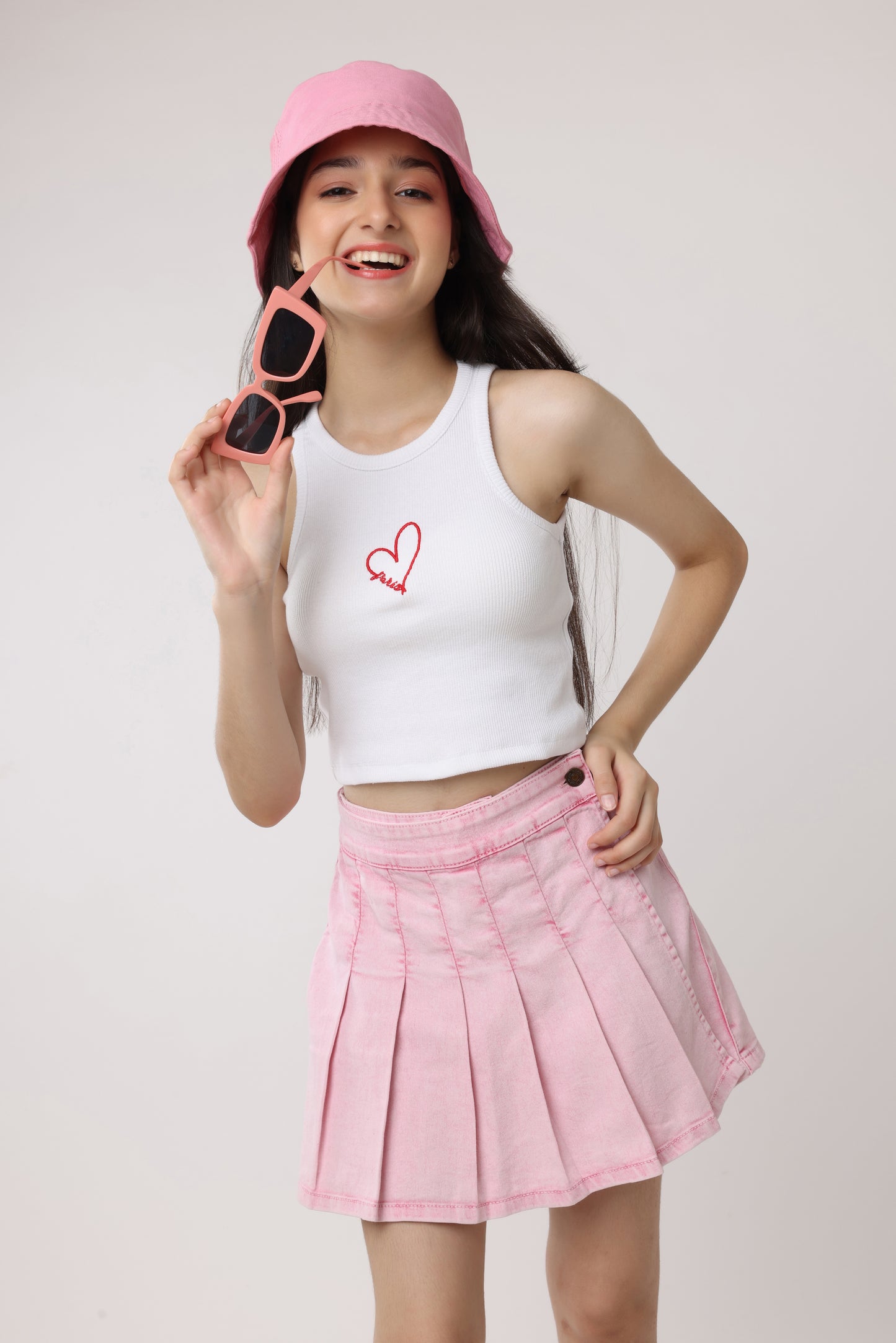 Ribbed Paris Crop Top For Girls